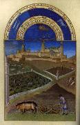 LIMBOURG brothers Les trs riches heures du Duc de Berry: Mars (March) wf oil painting artist